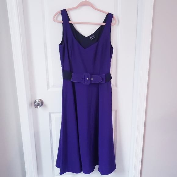City Chic Women's Purple Belted A Line Dress Plus Size Small 16 - Picture 4 of 7